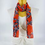 PAREDORA Zincir Desenli Kırmızı Uzun Fular