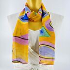 PAREDORA Damla Desenli Turuncu Uzun Fular