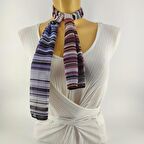 PAREDORA Mor Lila Çizgili  Kısa Fular