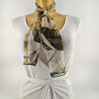 PAREDORA Sarı Fırça Desenli Kısa Fular