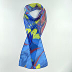 PAREDORA Tropikal Desenli Sarı Mavi Hippi Fular