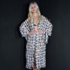 PAREDORA Beyaz Daire Desenli Kimono Pareo