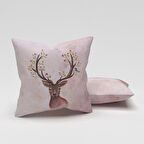 PAREDORA Çiçekli Geyik Pembe Kırlent Kılıfı
