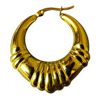 Uretti - İREM 3914 0749 Midye Desenli Şeritli Çelik Halka Küpe