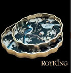 Royking Kuşlu 2 li Oval Tepsi 44x36-38x31 cm FX 054