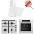 Ferre FlowArt Dolce  Beyaz  Ankastre Set   ( D087 + EL066 EMAYE OCAK  + QBL62CB )