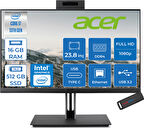 Acer Veriton 4000 VZ4714GT Intel Core I7 13700 16GB Ram 512GB SSD Freedos UHD Graphics 23.8" Yükseklik Ayarı, Pivot, Vesa Desteği Fullhd All In One Bilgisayar DQR03EM00GF07 + Zetta Flash Bellek