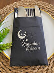 Gümüş Siyah Cepli Ramadan Karem Peçete 12 Adet 40x40