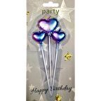 Gökkuşağı Kalp Figürlü Mum 3 lü