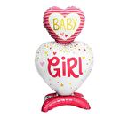 Ayaklı Baby Girl Pembe Folyo Balon 110x65 cm