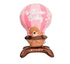 Ayaklı Welcome Baby Pembe Folyo Balon 90x55 cm