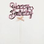 Pasta Üstü Happy Bırthday Krom Rose Gold