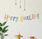 Happy Birthday Kaligrafi Banner Makaron 110x20 cm