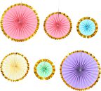 Kağıt Yelpaze Süs Varaklı Rengarenk Set 6 lı