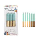 Yeşil Gold İnce Mum 8 cm 6 lı