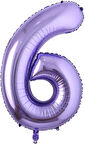 6 Rakam Mor Folyo Balon 40 inç 100 cm