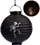 Halloween Japon Feneri Led Pilli 20 cm Siyah İskelet