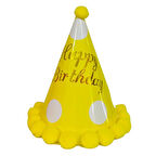 Sarı Puantiyeli Karton Parti Şapka 20x13 cm