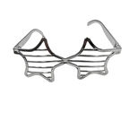 Parti Gözlük Plastik Camsız Panjur Yıldız Şekilli Gümüş 14x6 cm