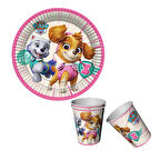 Paw Patrol Skye Temalı Karton Tabak Bardak 8 li