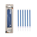 Metalik İnce Mum Mavi 15 cm 6 lı