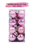 Yılbaşı Top Süs 3 Cm Mat Parlak Pembe 16lı
