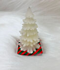 Yılbaşı Simli Çam Ağacı Mum Beyaz 10 cm