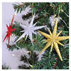 Yılbaşı Ağaç Süsü Simli Kutup Yıldızları 3 lü 13 cm