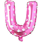 U Harf Pembe Folyo Balon 16 inç 36 cm
