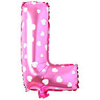 L Harf Pembe Folyo Balon 16 inç 36 cm