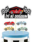 Yarış Arabaları Temalı Pasta Süsü Kürdan 5 li