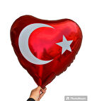 Bayrak Kalp Folyo Balon 24 inç 60 cm