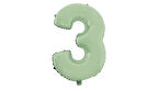 3 Rakam Mat Mint Yeşili Folyo Balon 26 inç 66 cm
