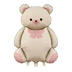 Retro Krem Papyonlu Ayı Folyo Balon 90x56 cm