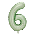 6 Rakam Retro Yeşil Folyo Balon 34 inç 76 cm