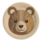 Retro Sevimli Ayı Karton Tabak 8 Adet