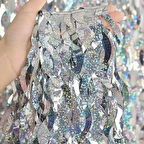 Metalize Dalgalı Hologramlı Gümüş Arka Fon Süs 100x200 cm