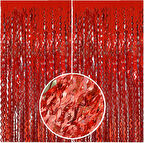 Metalize Dalgalı Hologramlı Kırmızı Arka Fon Süs 100x200 cm