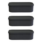 3 Adet 3 Litre Çok Amaçlı Kapaklı Saklama Kutusu Seti - Makyaj, Kozmetik Kişisel Eşya Düzenleyici