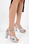 SOLMAZ AUBREY GÜMÜŞ SİMLİ PLATFORM TOPUKLU AYAKKABI