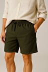 Erkek Cepli Keten Dokulu Şort