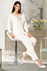 Dantel Detaylı Pijama Takımı Ekru 8R.6O.1Z.1L.T.