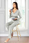 Dantel Detaylı Pijama Takımı Gri 8R.6O.1Z.4L.T.