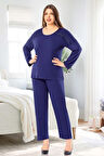 Dantel Detaylı Battal Pijama Takımı Lacivert 8R.8O.Z.0E.9LT.