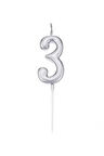 3 Yaş Gümüş Rakam Mum Gri Renk Doğum Günü Pasta Mumu Yaş Mumu 12 Cm