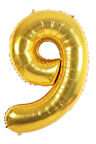 Folyo 9 Rakamı Balon 36 Cm Gold Altın Küçük Boy 16inc Dokuz Rakam Folyo Balon