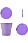 Mor Renk Plastik Tabak, Bardak, Çatal Seti Parti Piknik Seti