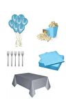 Mavi Gümüş Doğum Günü Parti Konsepti Seti