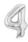 Folyo 4 Rakamı Balon 100 Cm Gümüş Gri Büyük Boy 40inc Dört Rakam Folyo Balon