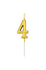 4 Yaş Gold Rakam Mum Altın Renk Doğum Günü Pasta Mumu Yaş Mumu 12 Cm
